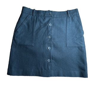 Vintage Eddie Bauer Forest Green Mercer Fit Button Front Wool Blend Skirt Size 6